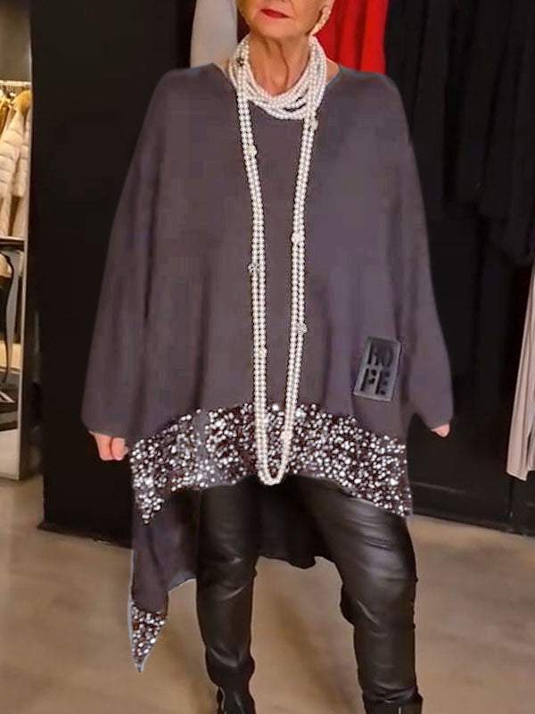 Damen Elegantes und fließendes asymmetrisches Strickoberteil Berg-Feldt