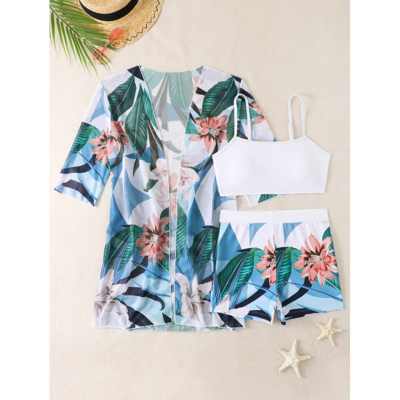 Ensemble de plage pour femme : Veste kimono fleurie et haut de sport par berg-feldt