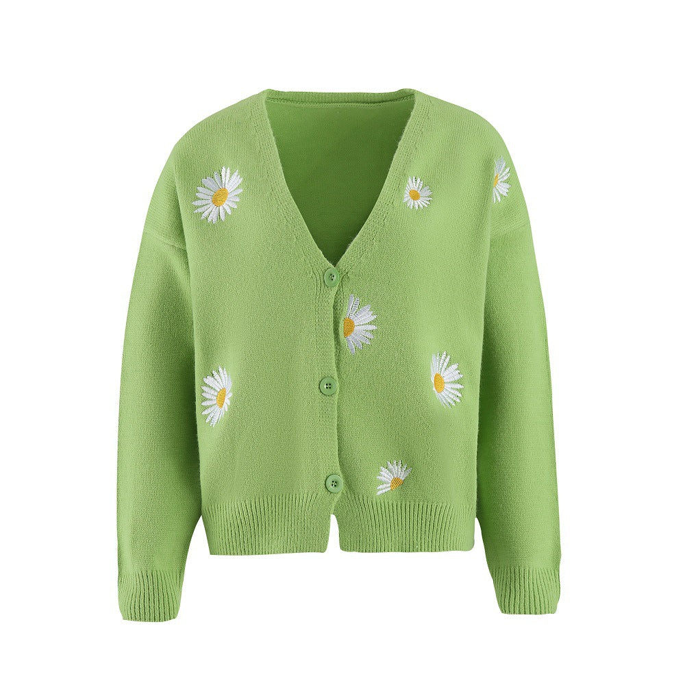 Cardigan en maille à broderie florale et col en V Berg-Feldt