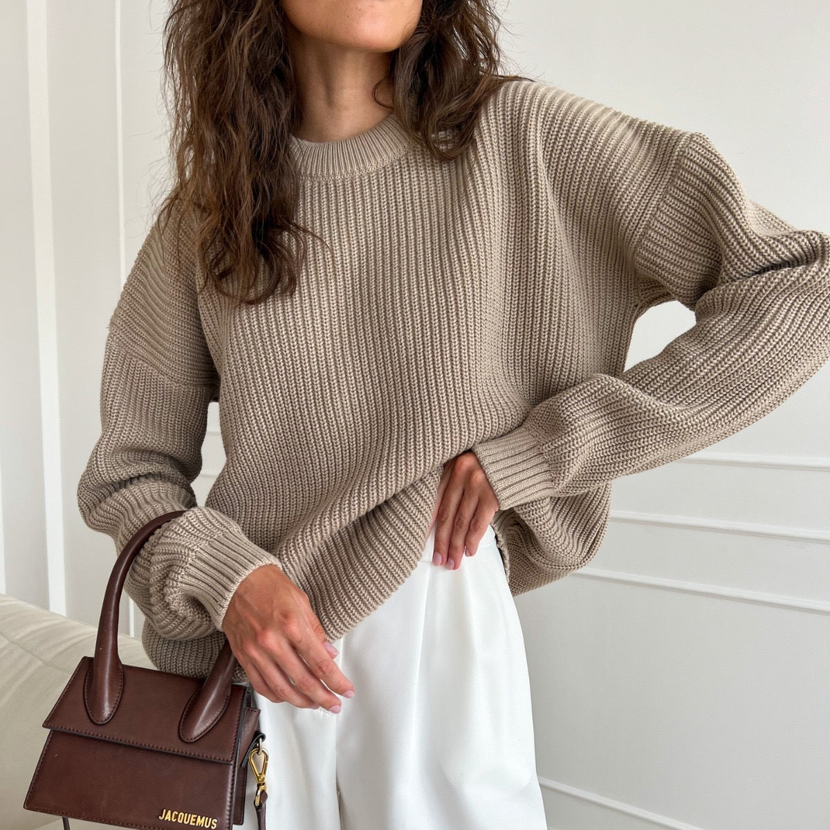 Damen Oversized Strickpullover mit strukturiertem Muster Berg-Feldt