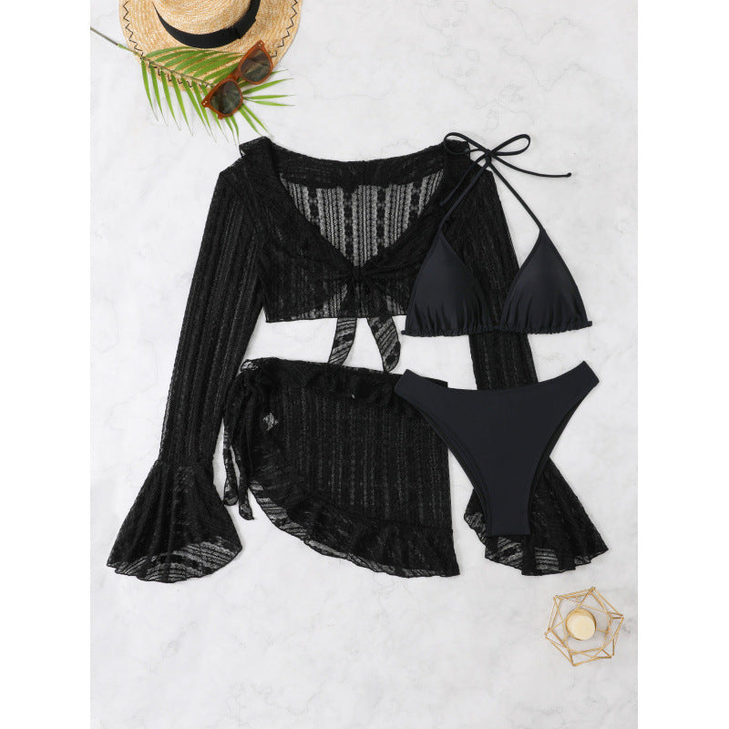 Berg-Feldt Bikini pour Femme avec Haut Court en Dentelle et Jupe Paréo