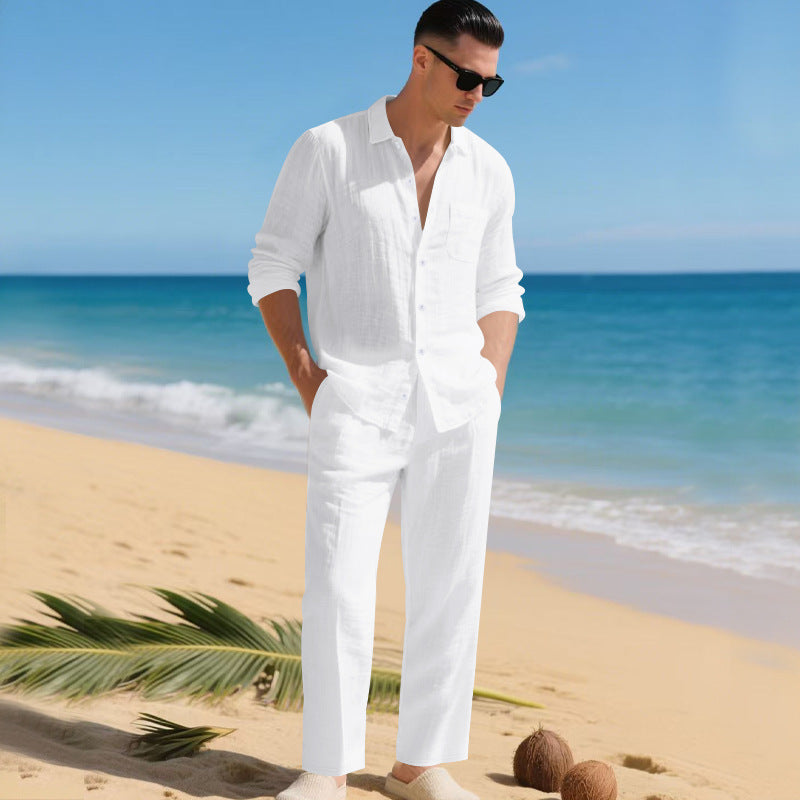 Herren leichtes Leinen-Outfit mit stilvollem Hemd und eleganter Hose Berg-Feldt