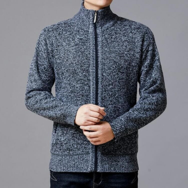 Herren Strickjacke mit modernem Zipper und hohen Kragen Berg-Feldt