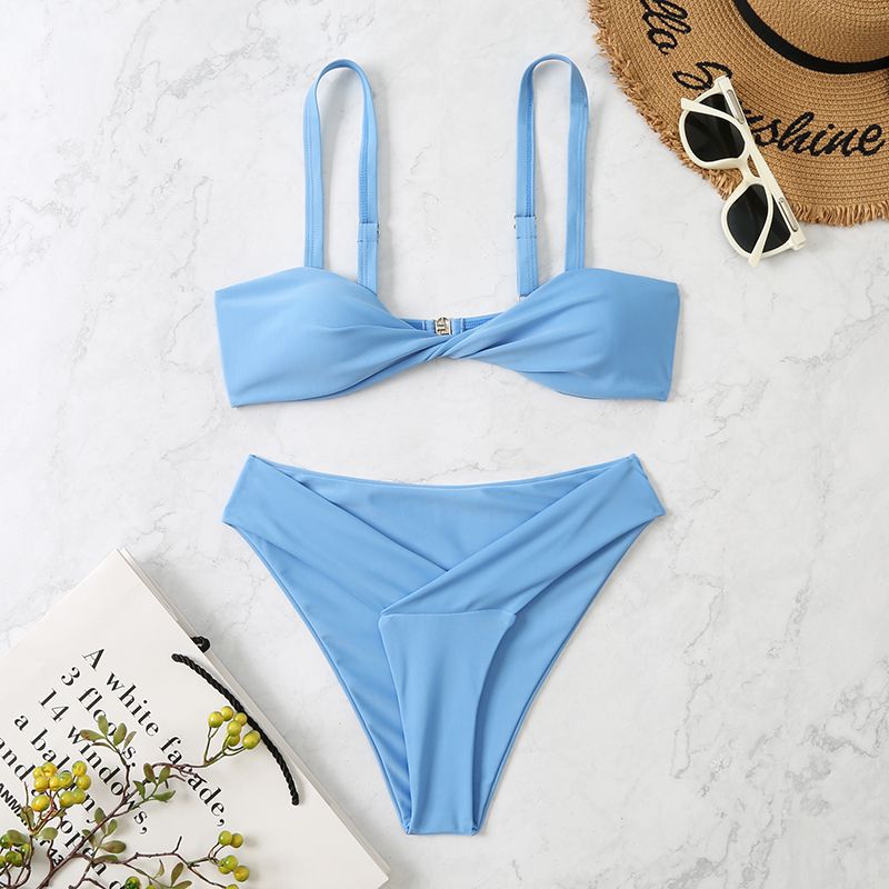 Ensemble de bikini pour femme - Haut torsadé - Motif montagnard