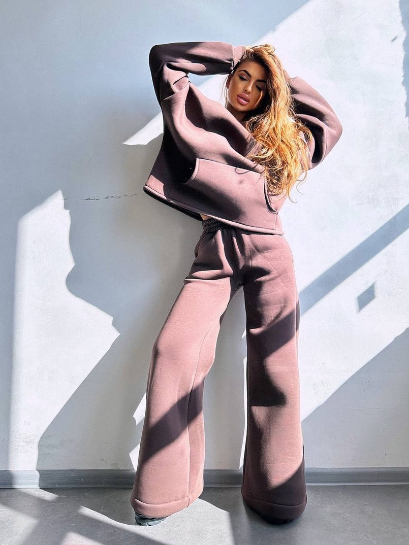 Ensemble sweat à capuche oversize et pantalon large décontracté Berg-Feldt pour femmes