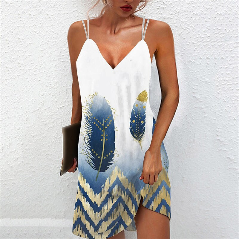 Robe de plage légère à fines bretelles et motif tropical pour femme, par berg-feldt