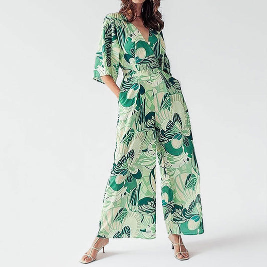 Berg-Feldt Damen Maxidress mit weiten Ärmeln und Blumenmuster
 - berg-feldt