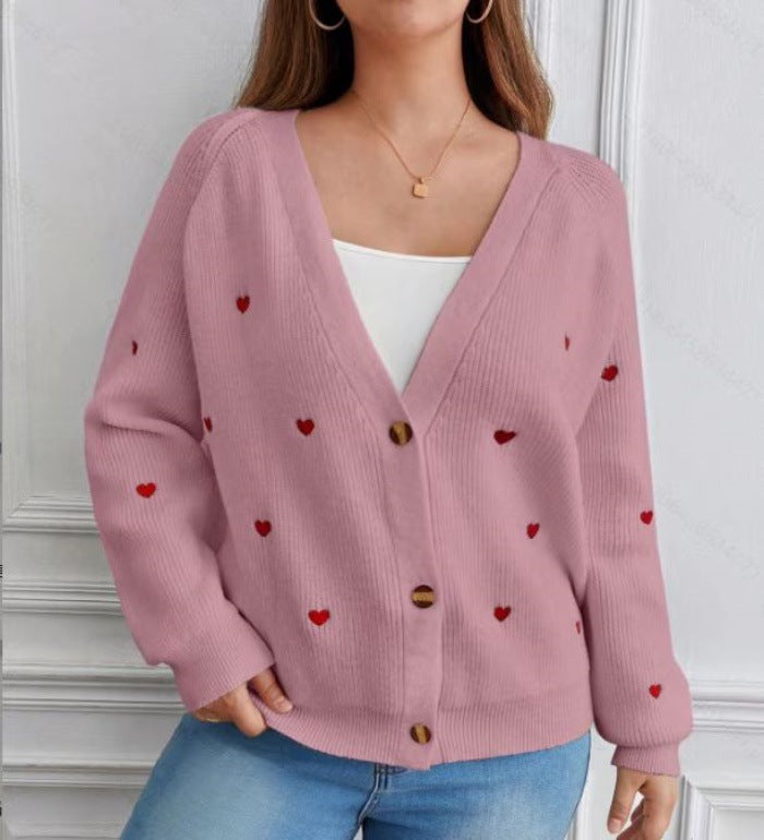 Cardigan décontracté pour femme avec appliqués cœurs et col en V profond Berg-Feldt
