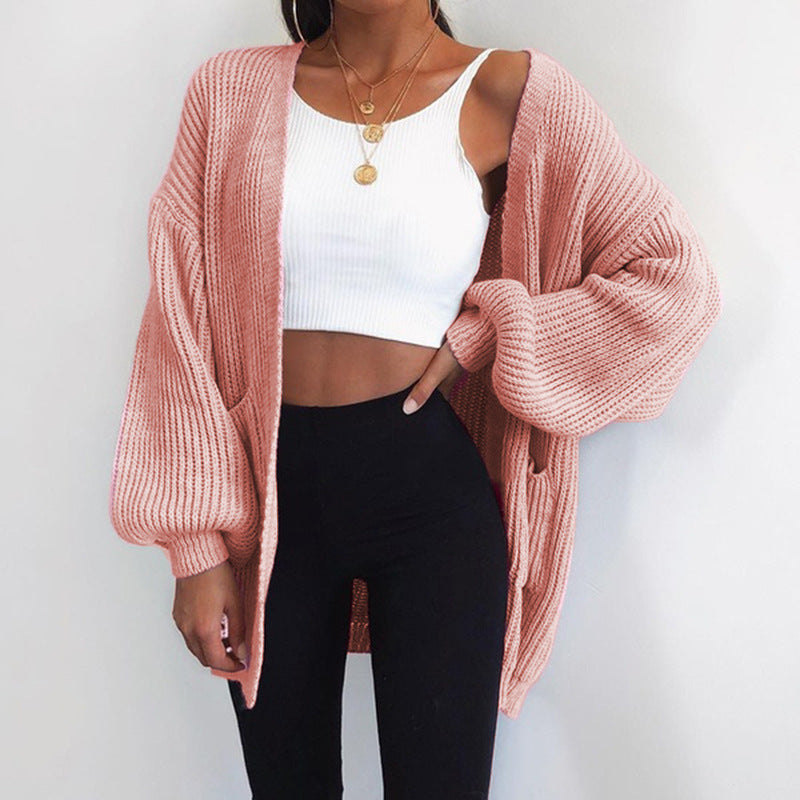 Cardigan en maille épaisse pour femme, coupe ample et manches bouffantes décontractées Berg-Feldt
