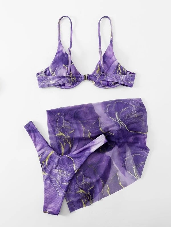 Maillot de bain deux pièces pour femme Berg-Feldt à motif floral avec paréo assorti
