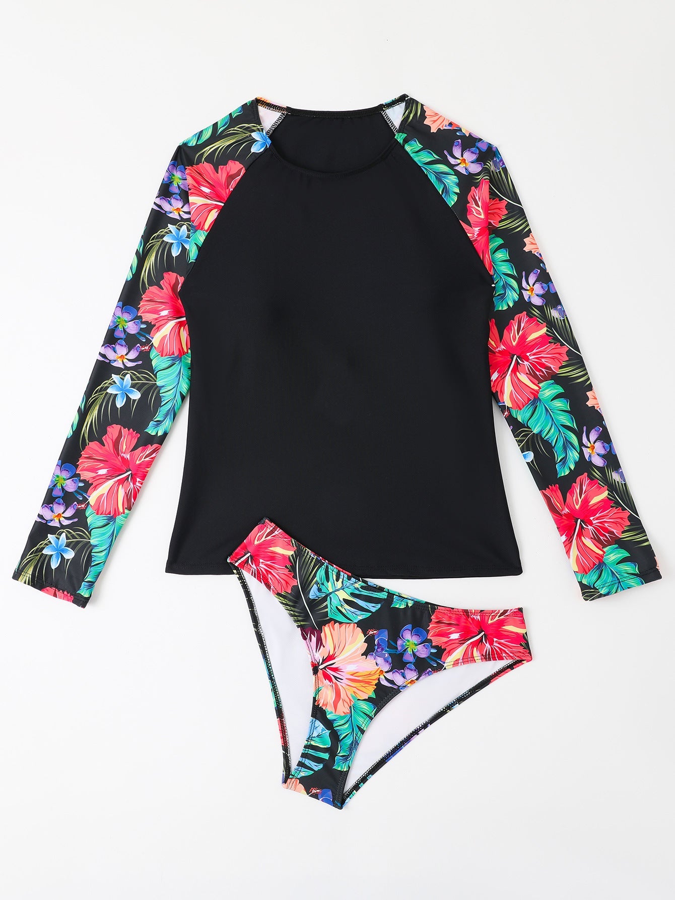 Ensemble de maillot de bain Berg-feldt pour femme avec imprimé floral et manches longues