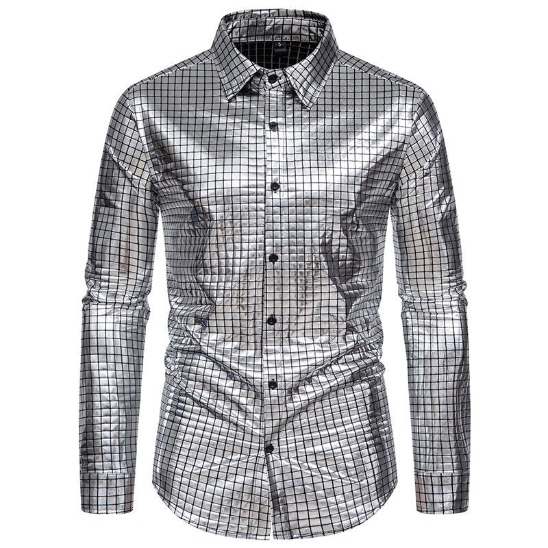 Chemise brillante à motif carré pour homme Berg-Feldt