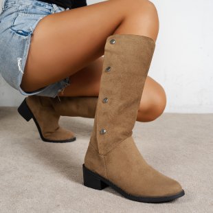 Bottes élégantes en daim souple avec détails de boutons tendance pour femmes Berg-Feldt