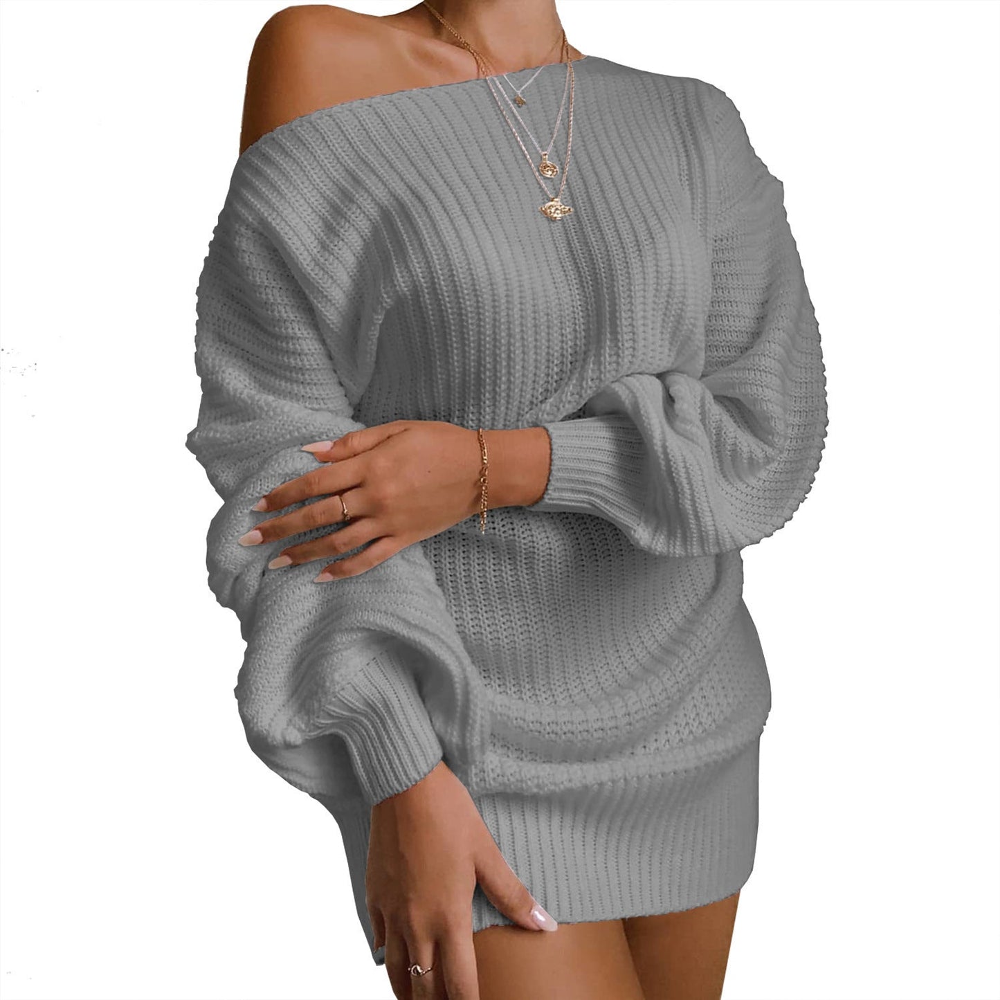 Damen Oversized Strickkleid mit offener Schulter und lässigem Schnitt Berg-Feldt