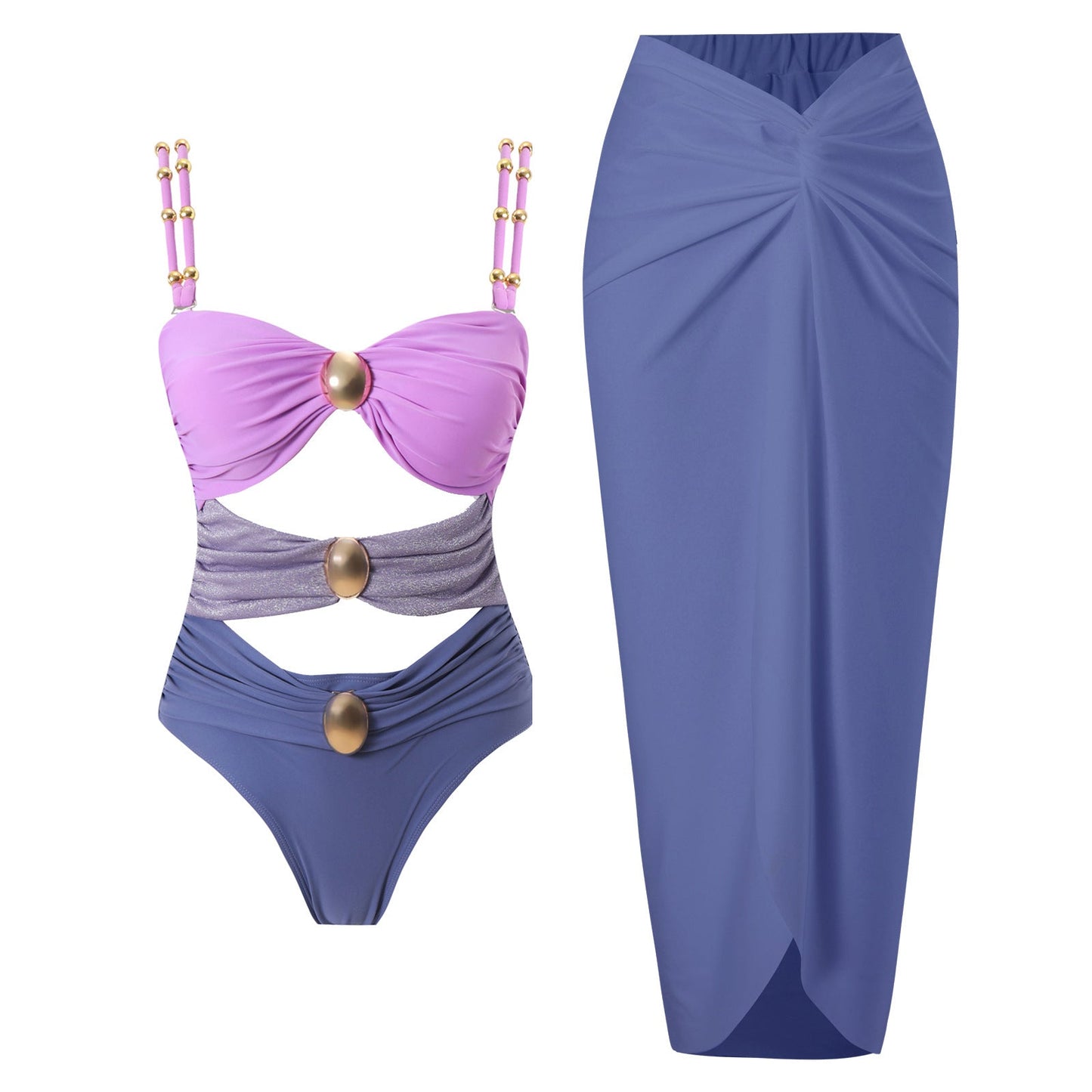 Elegantes Damen Badeanzug Zweiteiler Set mit Wickelrock von berg-feldt