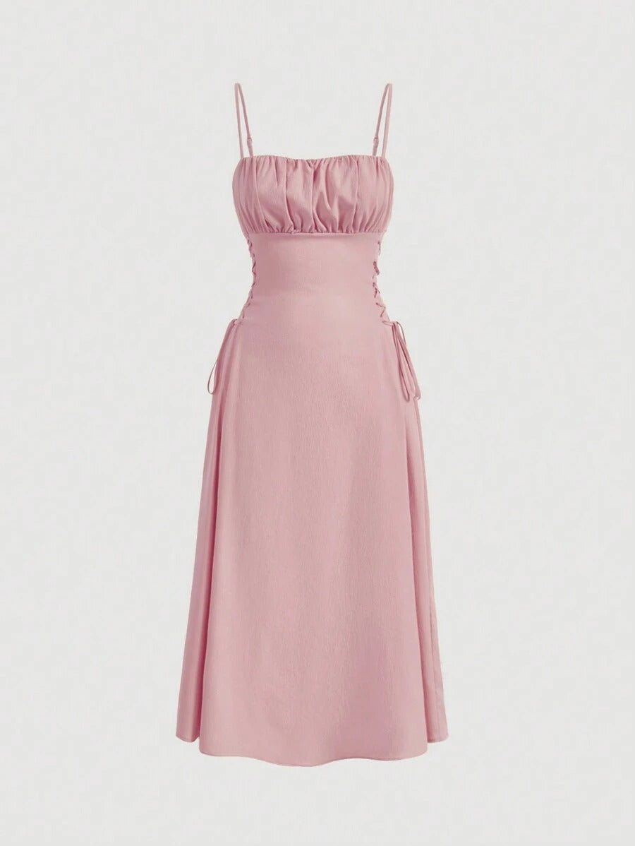 Robe mi-longue pour femme Berg-Feldt avec bretelles spaghetti réglables et taille ajustée