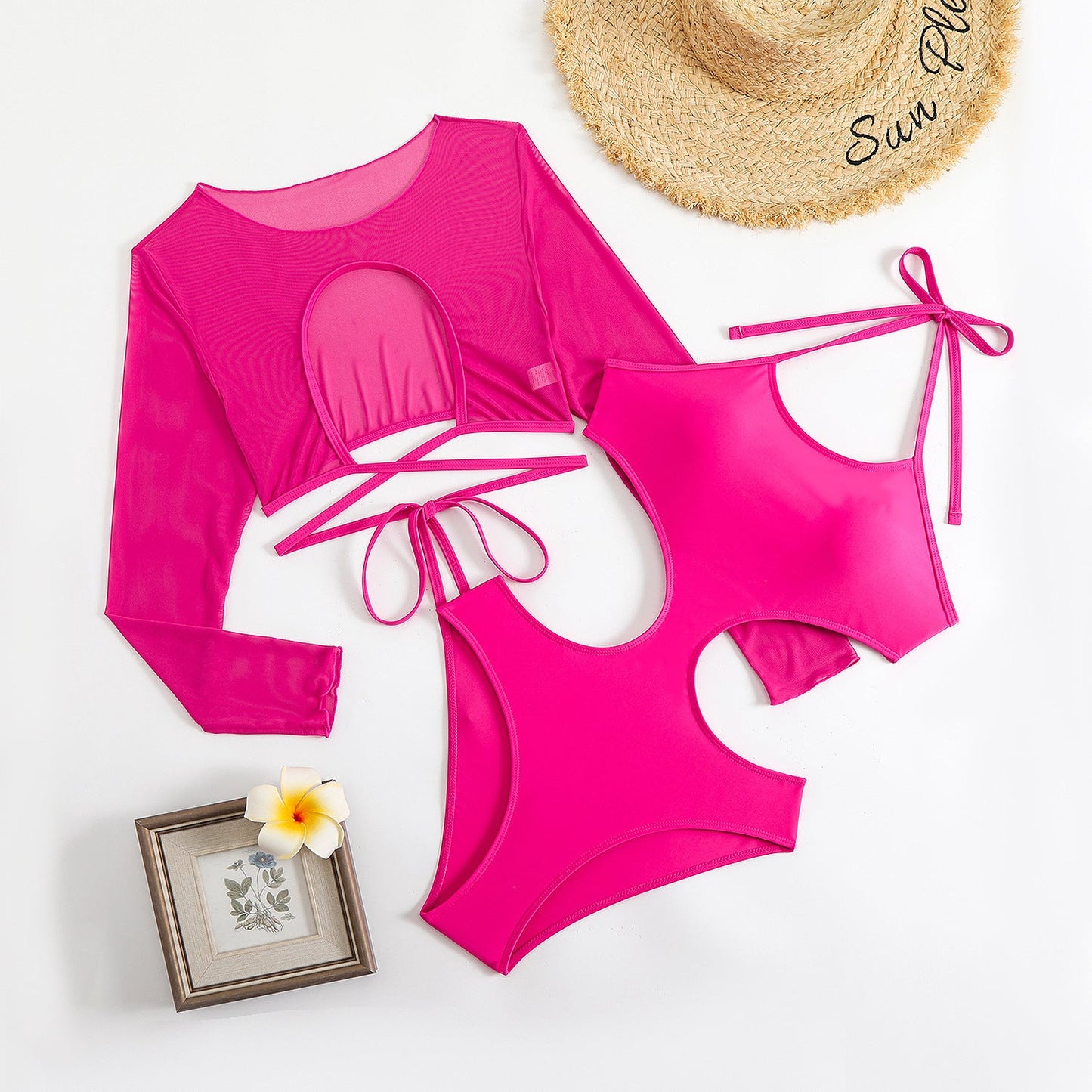 Ensemble bikini mesh à manches longues Berg-feldt pour femmes