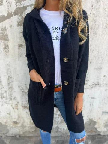Long cardigan pour femme en maille côtelée de qualité supérieure avec boutons élégants, par Berg-Feldt
