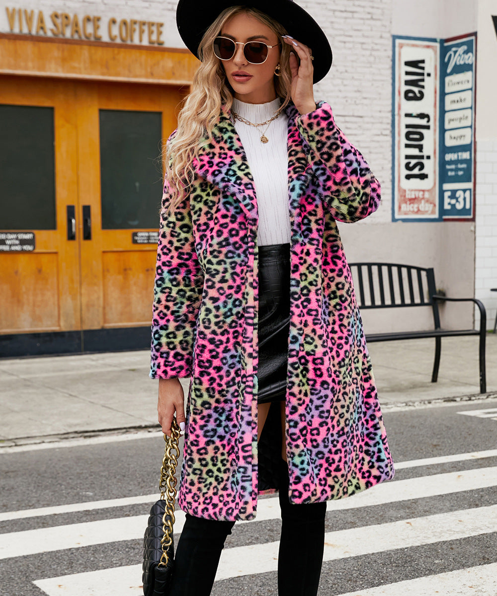 Manteau de luxe en fausse fourrure pour femmes motif léopard Berg-Feldt