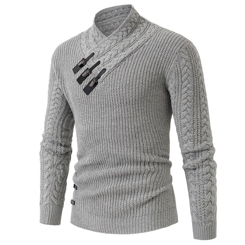 Pull tricoté pour homme avec élégant col châle et motif torsadé Berg-Feldt