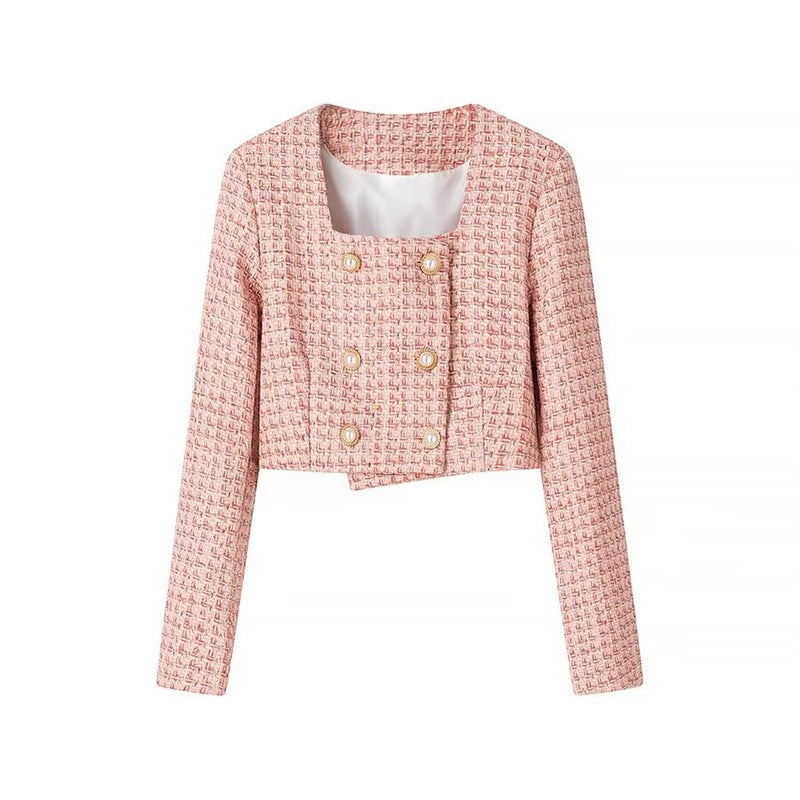 Veste femme Berg-Feldt : Courte, double boutonnage, texturée
