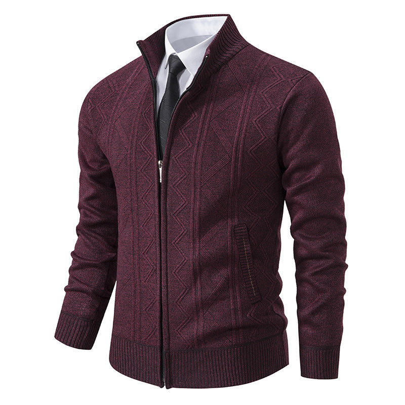 Cardigan pour homme en tricot torsadé moderne avec col montant Berg-Feldt