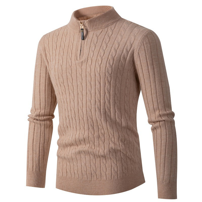 Herren Strickpullover mit modernem Reißverschluss und Zopfmuster Berg-Feldt