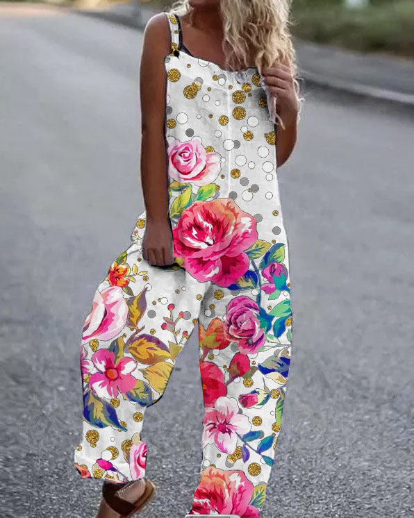 Berg-Feldt | Große Blumenmuster Leichte Stoff Latzhose