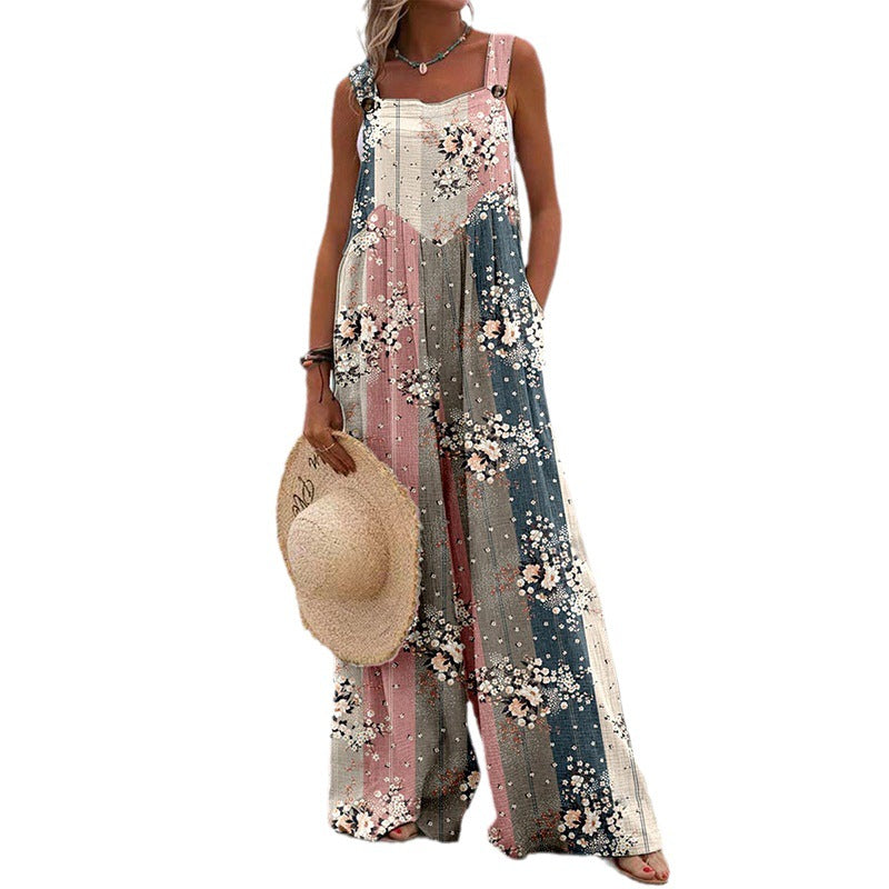 Salopette ample à motif floral et poches pratiques pour femme Berg-Feldt