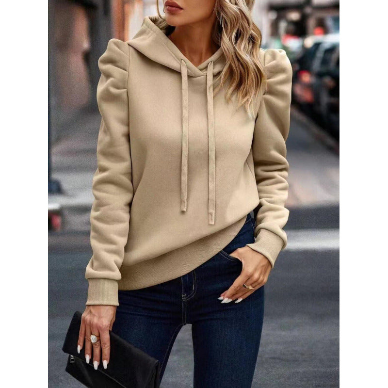 Dames pull à capuche tendance avec manches bouffantes et poches pratiques Berg-Feldt