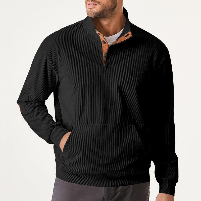 Herren hochfunktioneller Sweatpullover mit Stehkragen und praktischer Kängurutasche Berg-Feldt