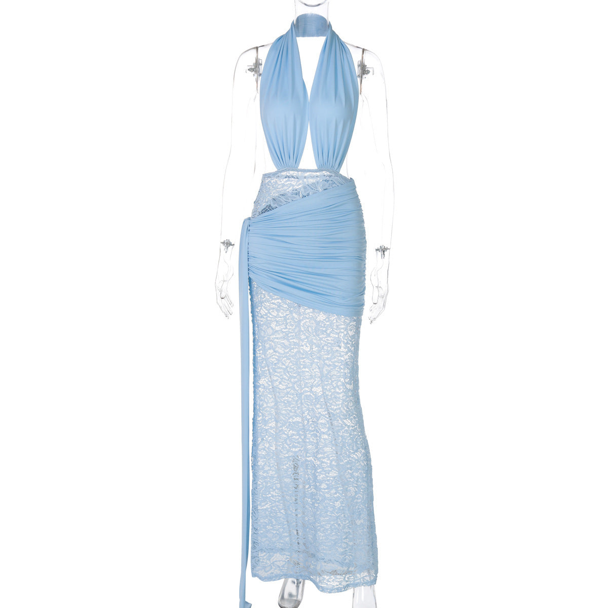 Robe de soirée moulante et élégante avec bretelles spaghetti et détails en dentelle de berg-feldt