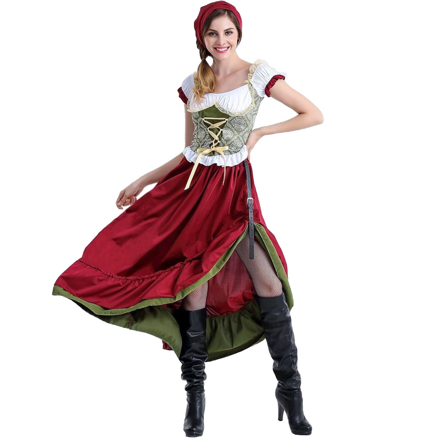 Costume traditionnel féminin avec des volants élégants et un corset romantique Heidi
