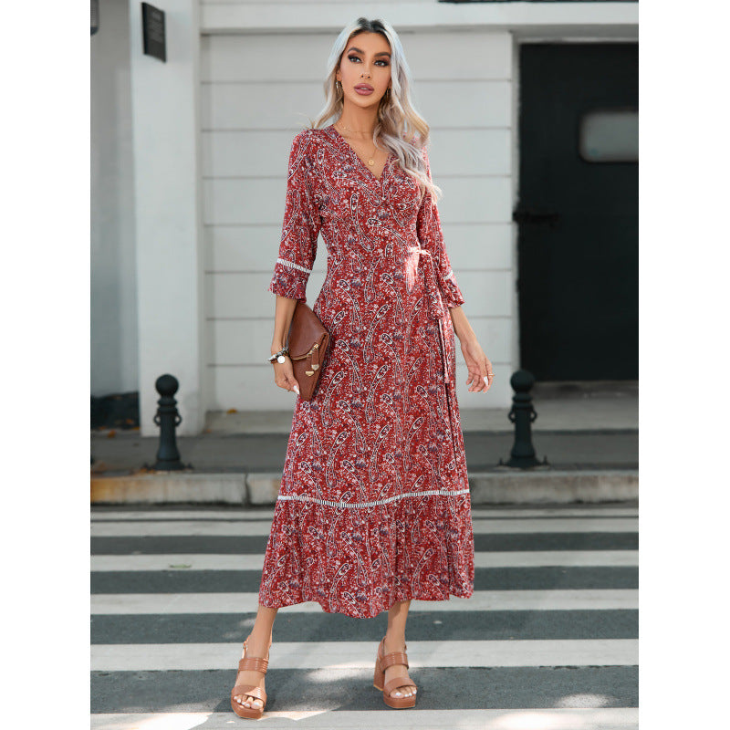 Robe longue bohème à manches volantées de berg-feldt