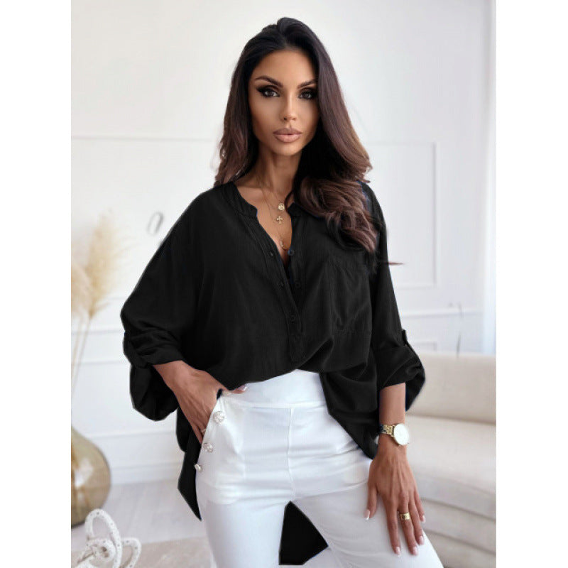 Women's Lightweight Button-Up Blouse with Roll-Up Sleeves berg-feldt
