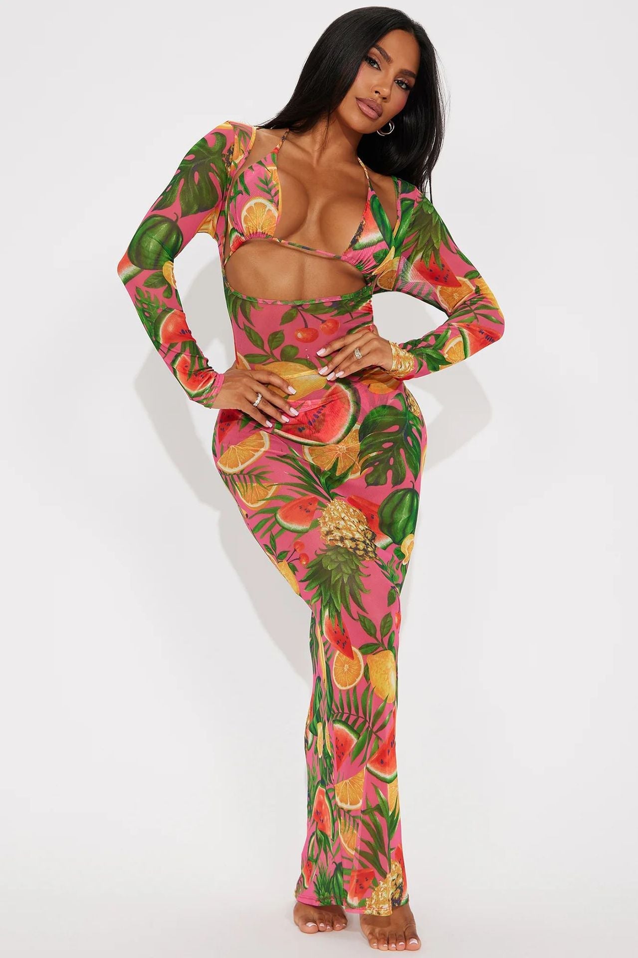 Maxikleid für Damen mit Cut-Outs und Blumenmuster von berg-feldt