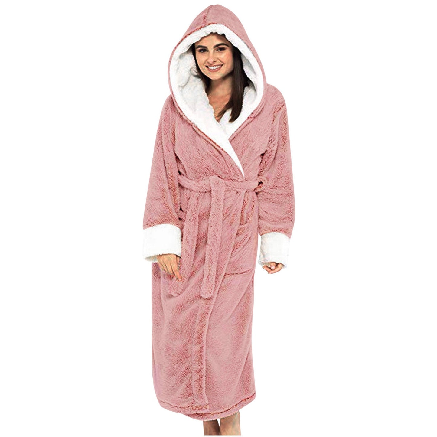 Robe de chambre douillette en polaire avec capuche et ceinture Berg-Feldt pour femme