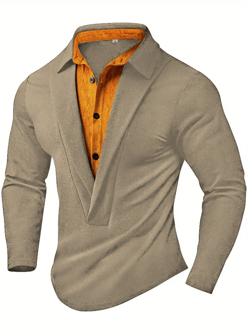 Herren Elegantes Langarmhemd mit modernem Kragen und texturiertem Design Berg-Feldt