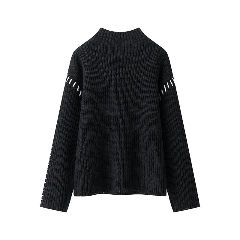 Pull en grosse maille femme avec col montant et détails décoratifs Berg-Feldt