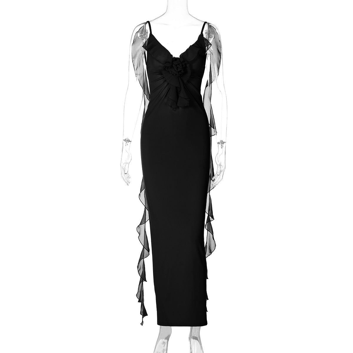 Berg-Feldt Robe fourreau pour femme avec volants transparents