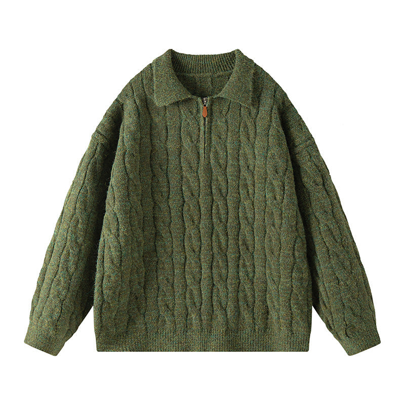 Pull en tricot de qualité pour femme avec fermeture éclair courte et col classique Berg-Feldt