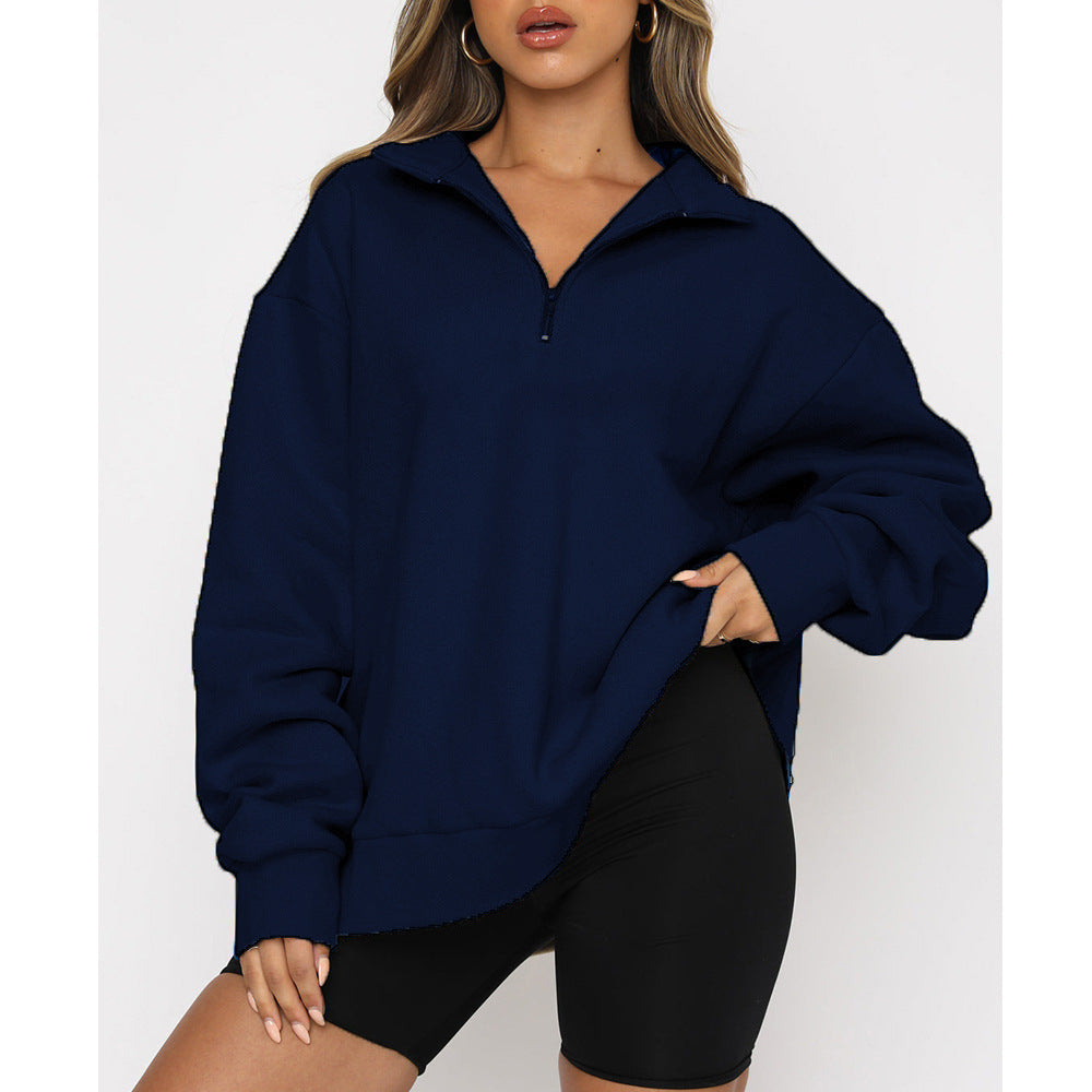Bequemer Damen-Pullover mit Reißverschluss, Oversized, berg-feldt