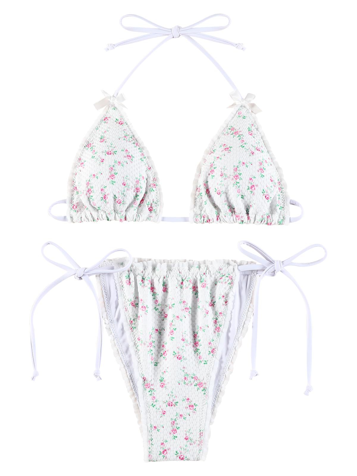 Ensemble bikini triangle pour femme à motif floral et bretelles réglables de berg-feldt