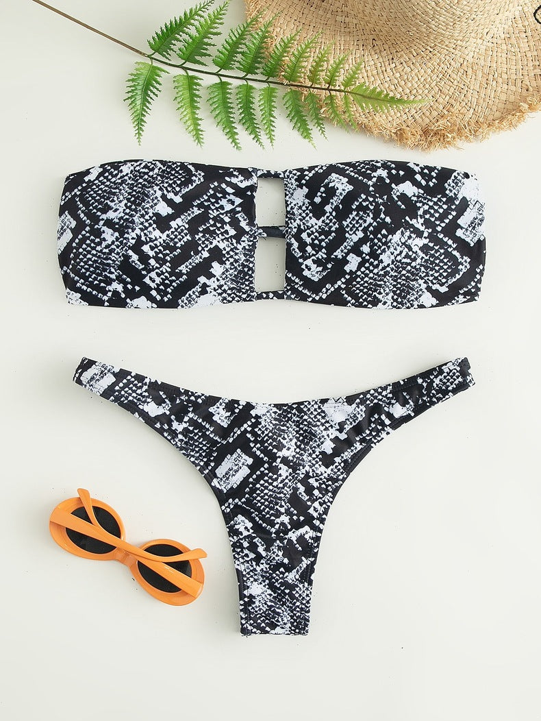 Ensemble bikini Berg-Feldt pour femme : imprimé serpent saisissant et découpes innovantes