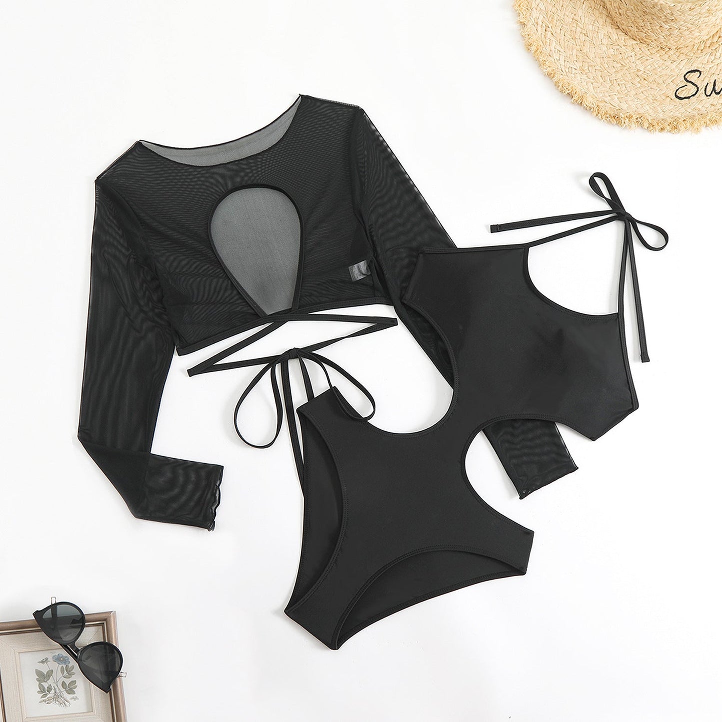 Ensemble bikini mesh à manches longues Berg-feldt pour femmes