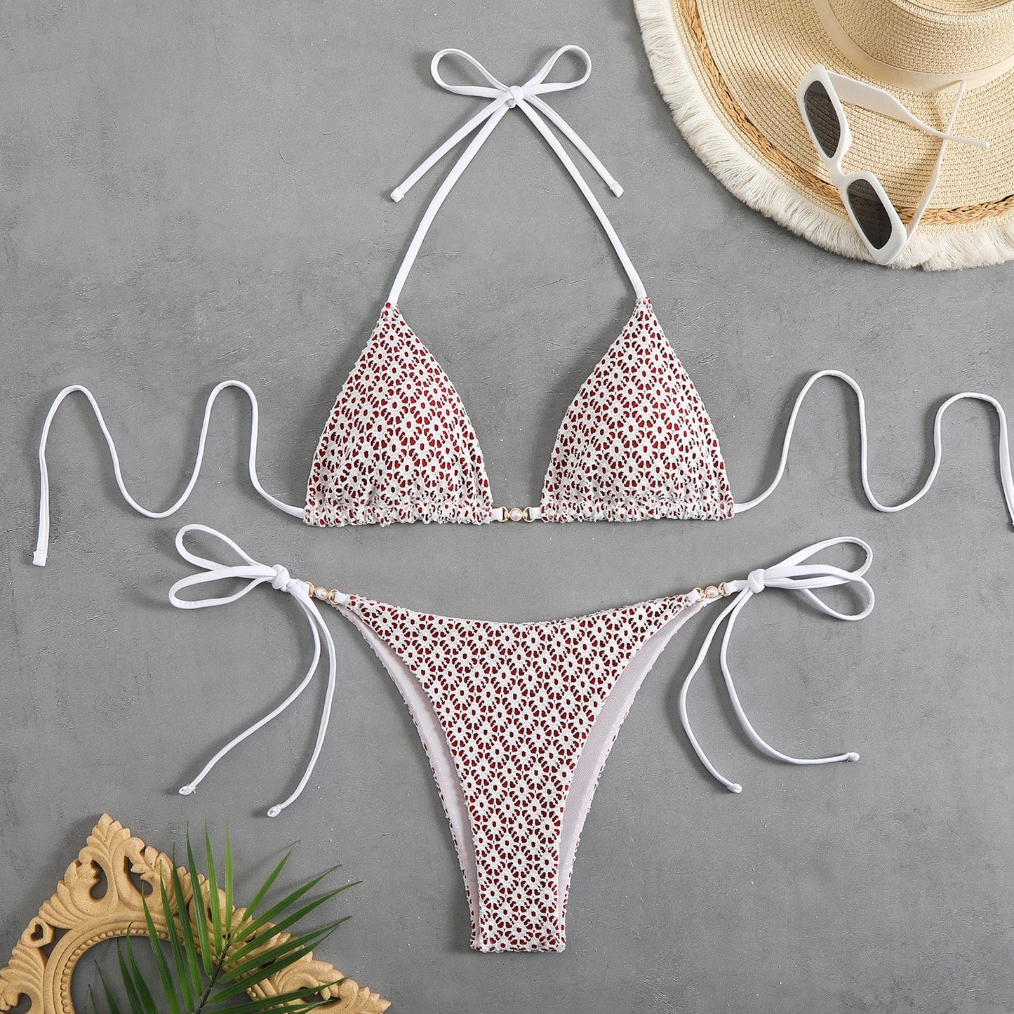 Ensemble bikini femme berg-feldt avec liens à nouer et motif discret