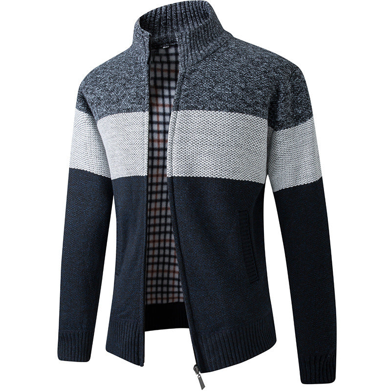 Herren Modische Strickjacke mit hohem Kragen und gestreiftem Design Berg-Feldt