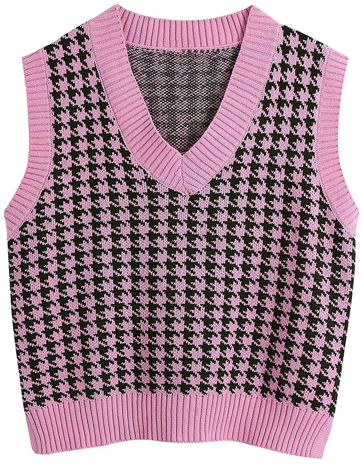 Gilet tricoté sans manches pour femme avec motif pied-de-poule moderne Berg-Feldt