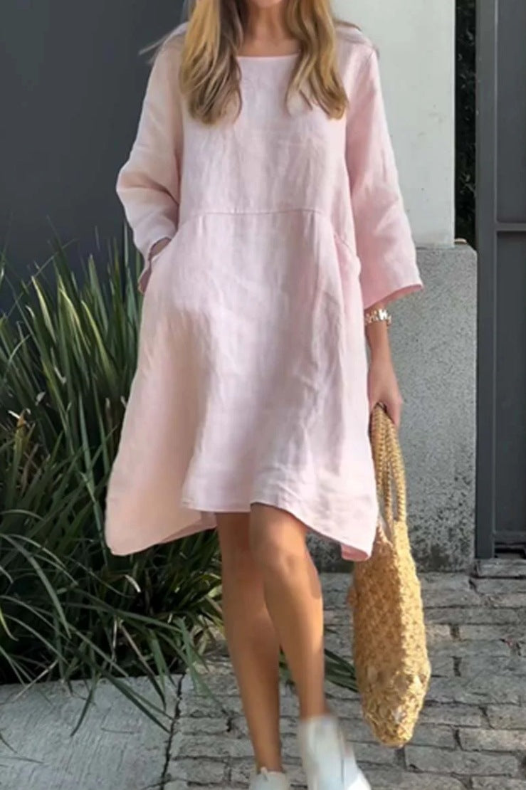 Robe décontractée en lin pour femme avec poches pratiques et ourlet asymétrique Berg-Feldt