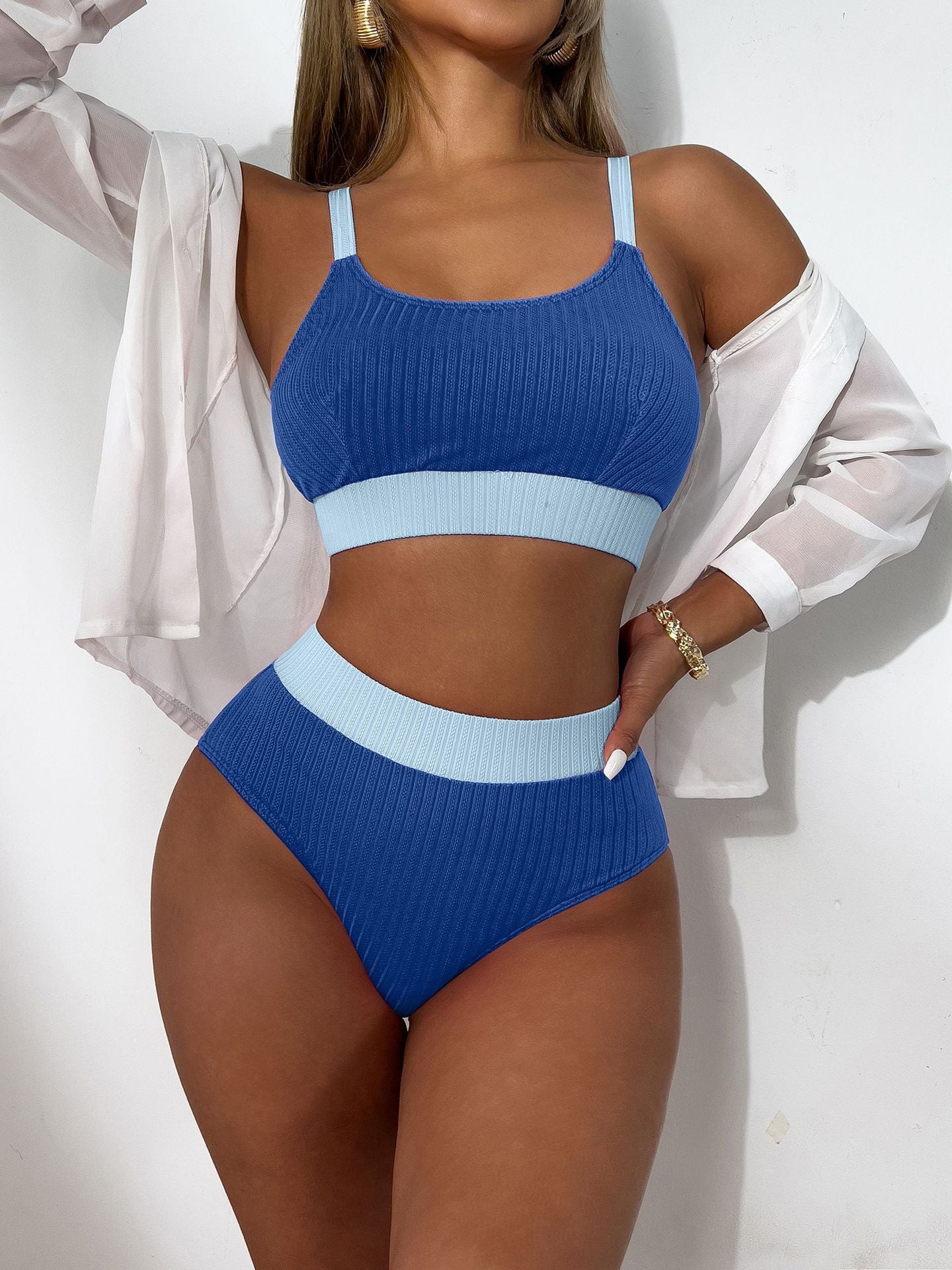 Ensemble soutien-gorge de sport et slip de bikini échancré côtelé Berg-Feldt pour femme